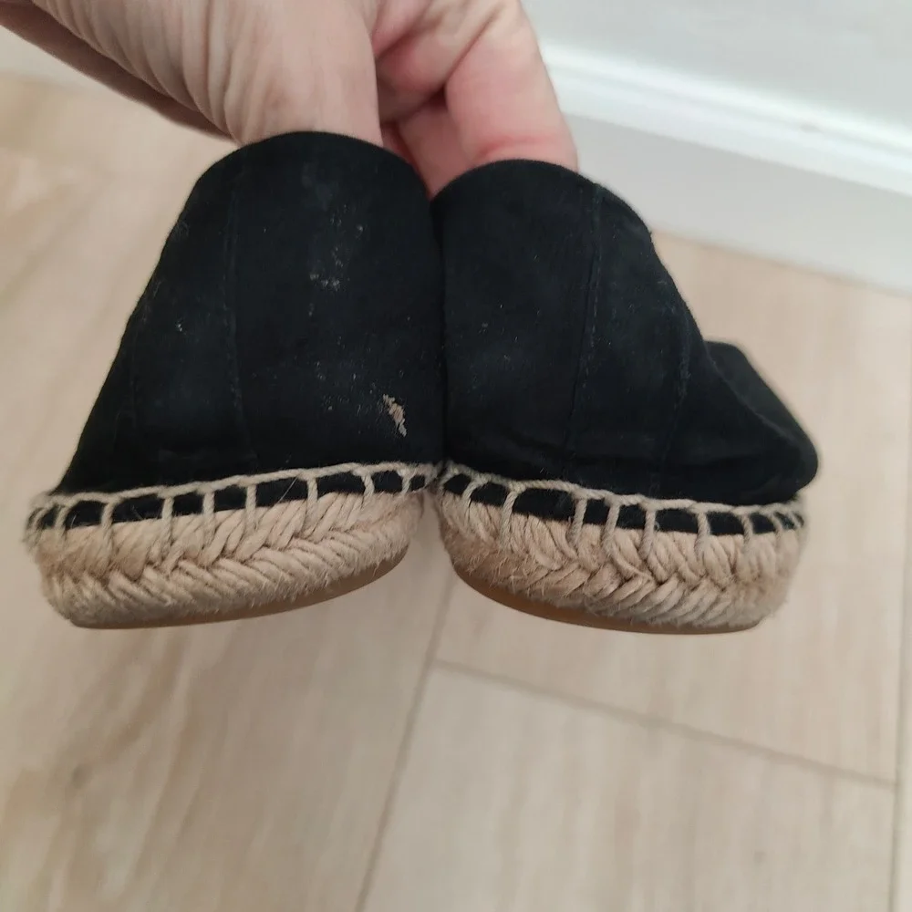 Tory Burch Embellished Jeweled Espadrille Flats Womens 11 Black Diamond‎ Suede
